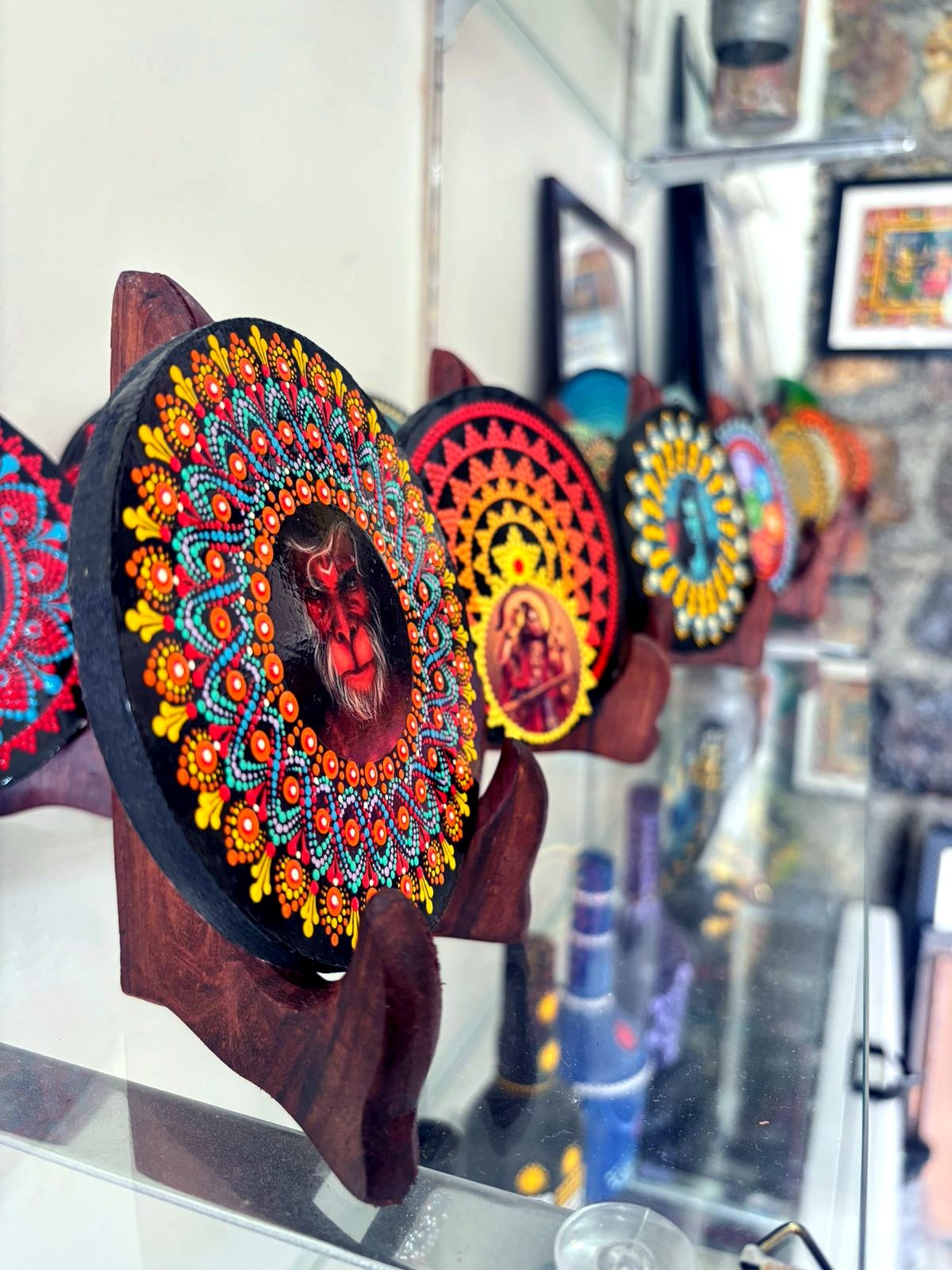 Close view of mandala artwork display at कलाnidhi