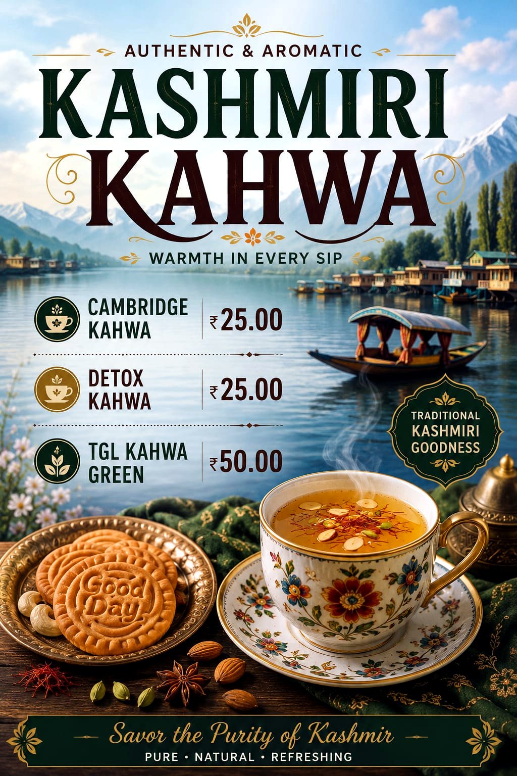 Kashmiri kahwa menu board