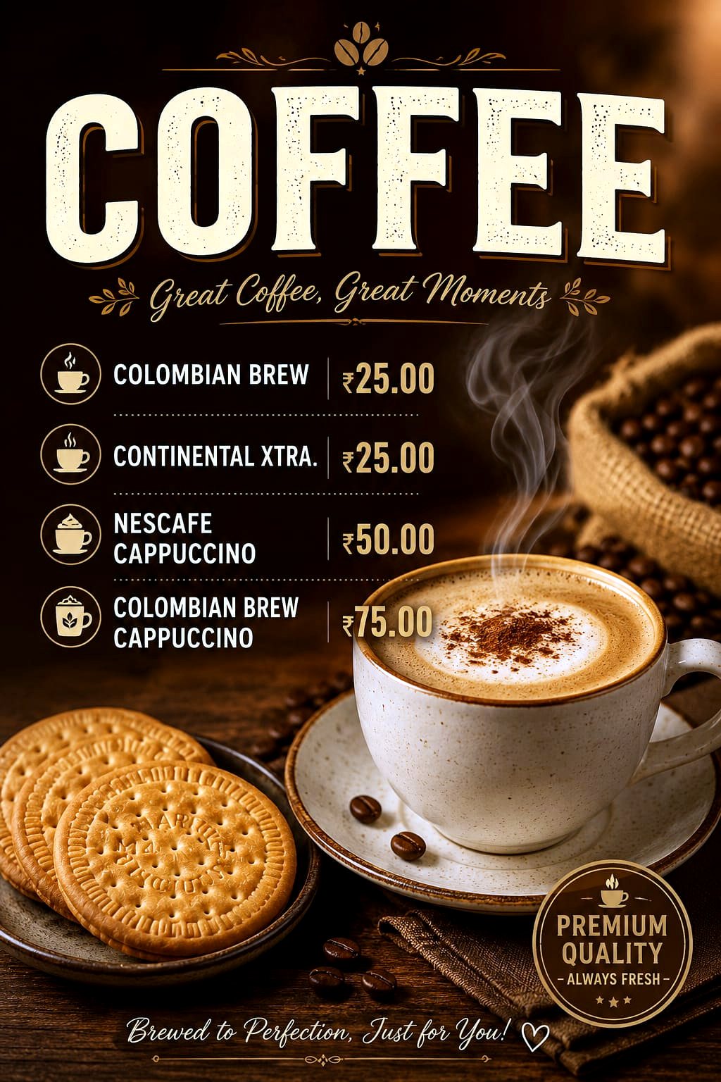 Coffee menu board